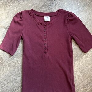 GAP Kids Girls Burgundy Henley Shirt
